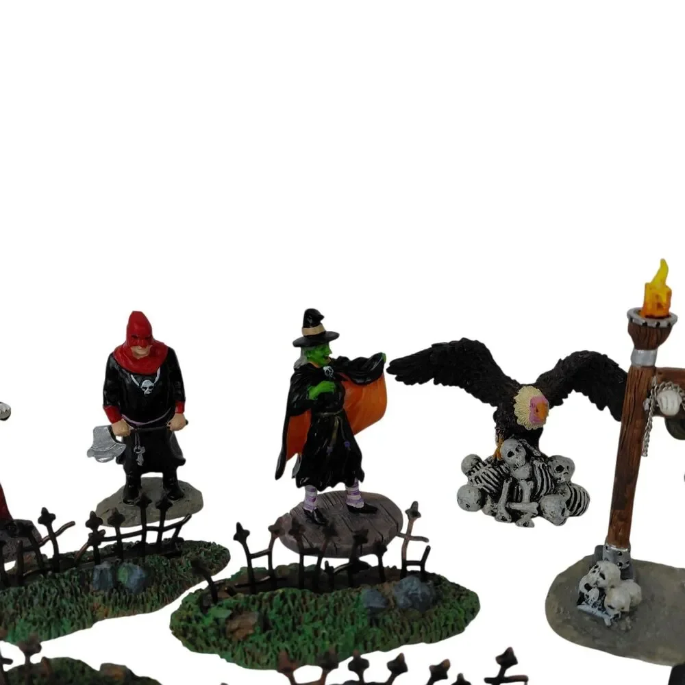 Lemax Spooky Town Tortured Soul Figures Fence Pieces Grim Reaper Vulture Coffins